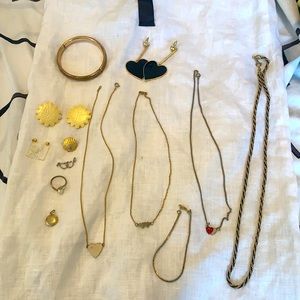 Vintage lot brass vintage jewelry hearts necklaces
